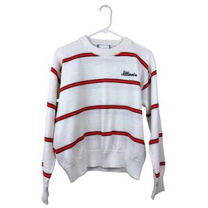 Vintage Illinois Fighting Illini Striped Knit Sweater Mens Medium